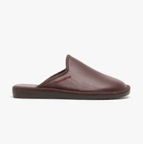 136 (DUBLIN) Mens Leather Mule Slippers Bordeaux