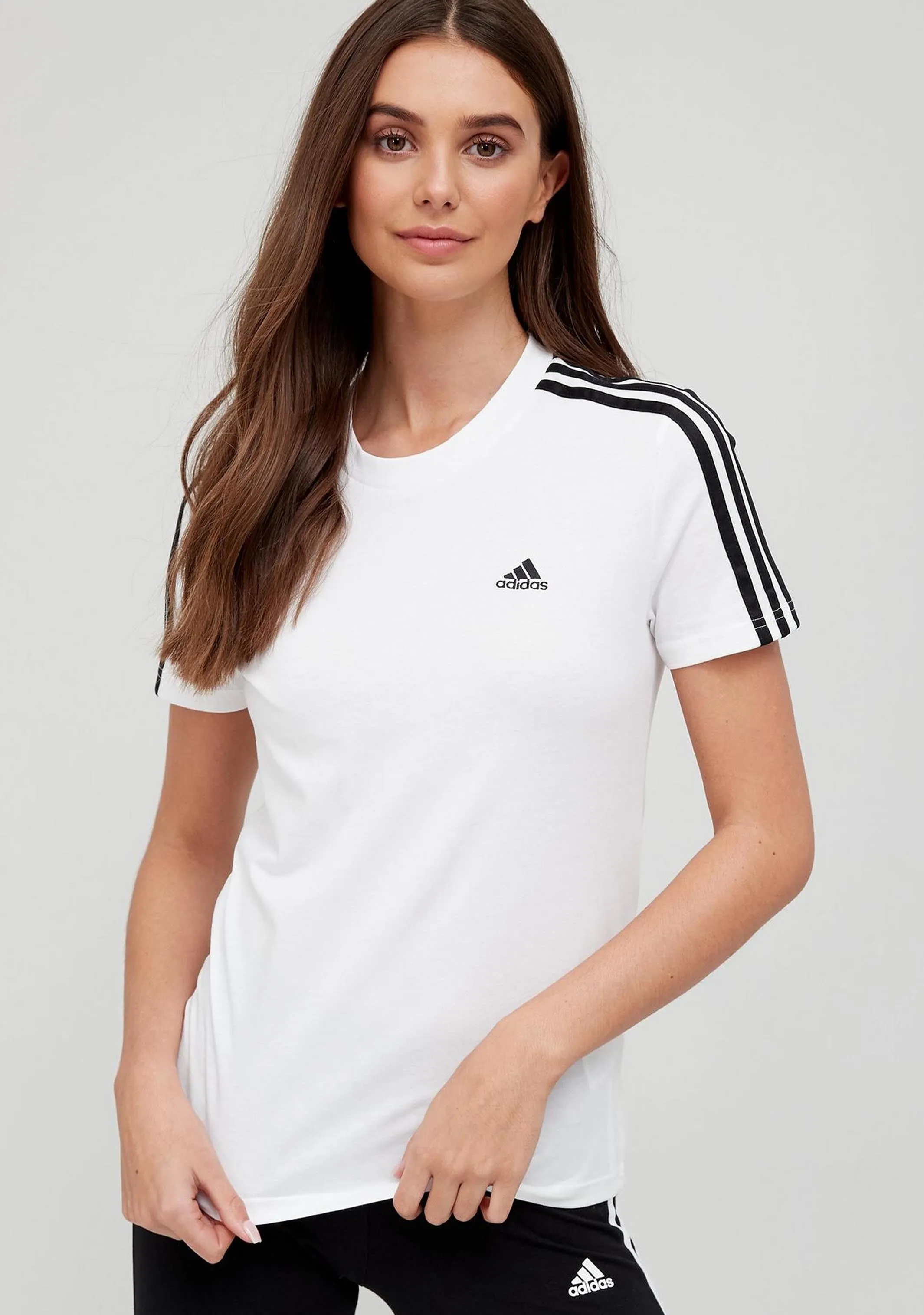 Adidas Womens Essential 3 Stripe Tee <br> H10201