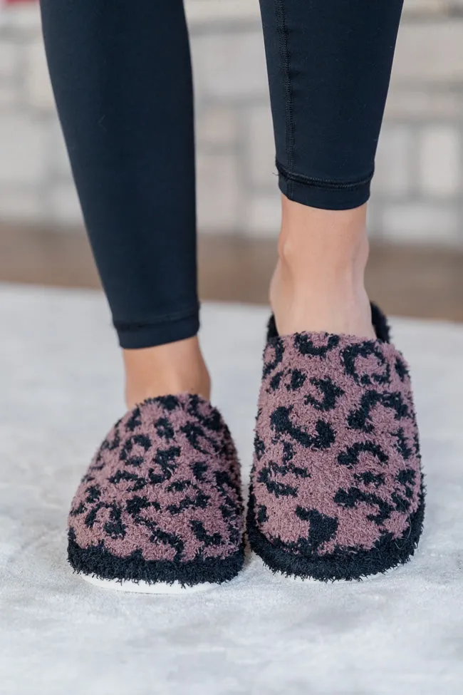 All The Snuggles Tan And Black Leopard Print Slippers FINAL SALE