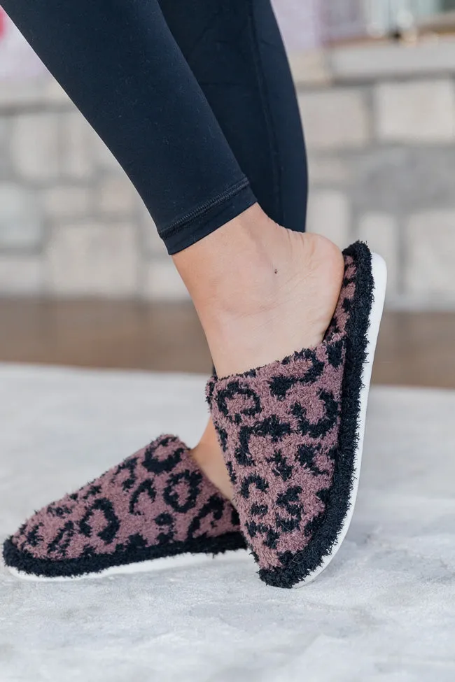 All The Snuggles Tan And Black Leopard Print Slippers FINAL SALE