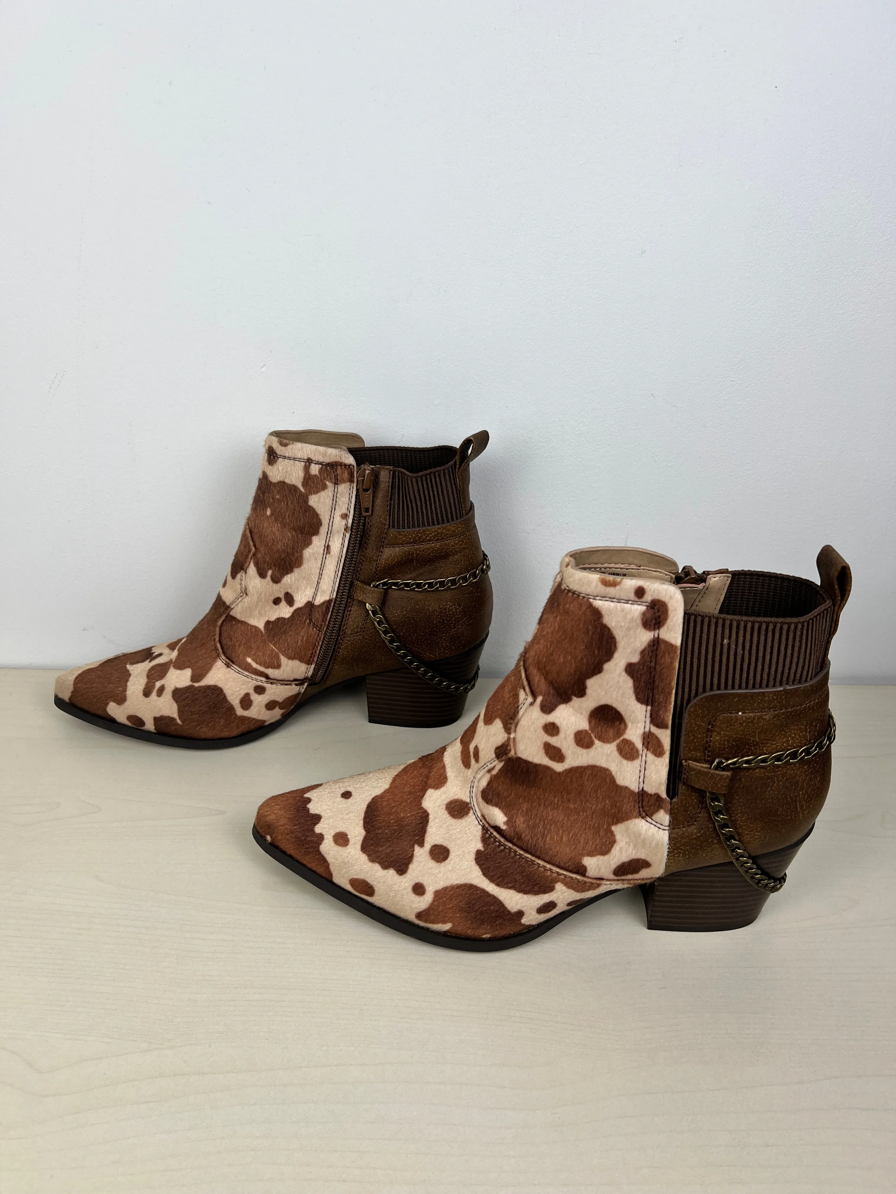 Animal Print Boots Ankle Heels CComfort, Size 10