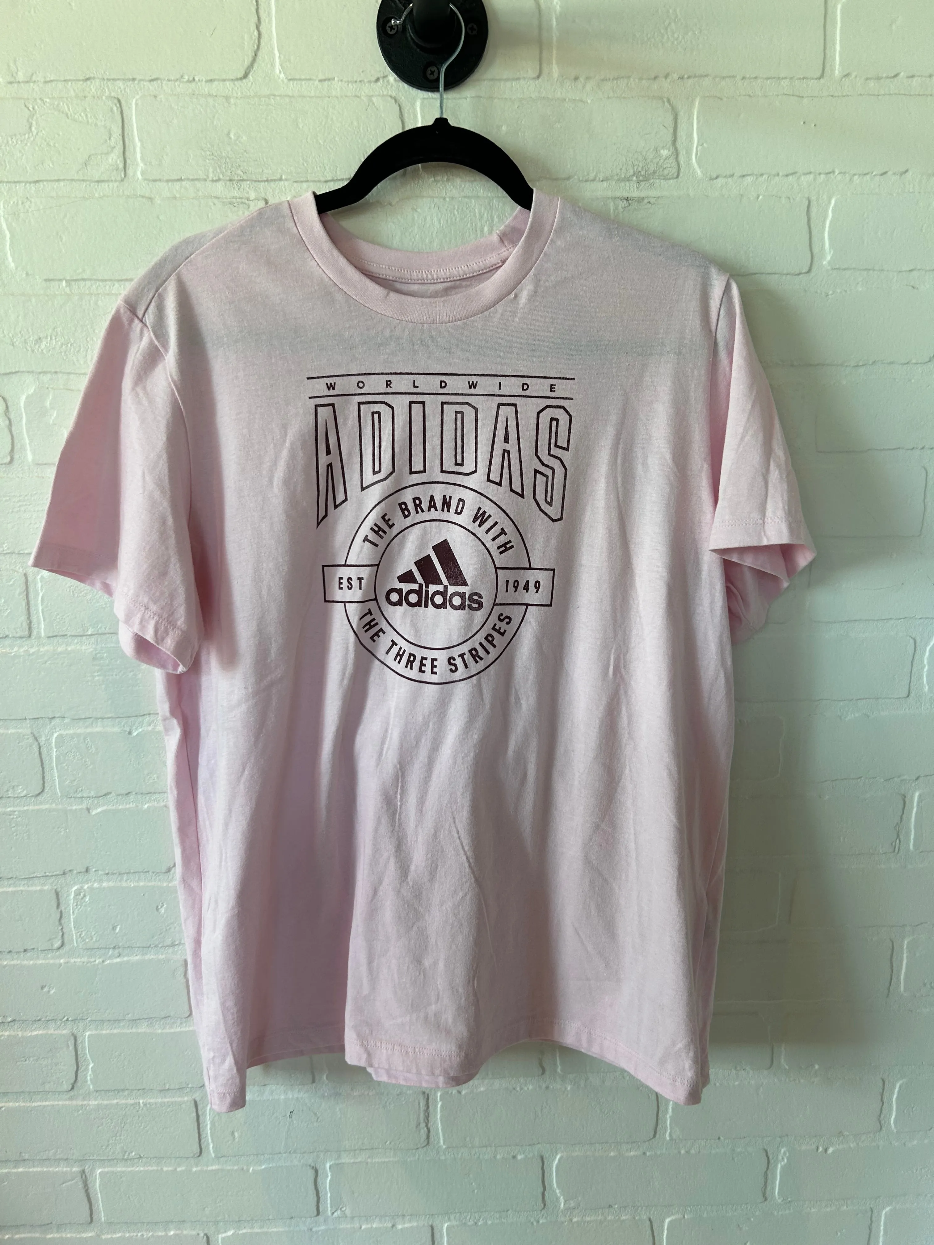 Athletic Top Short Sleeve By Adidas In Pink, Size: Xl