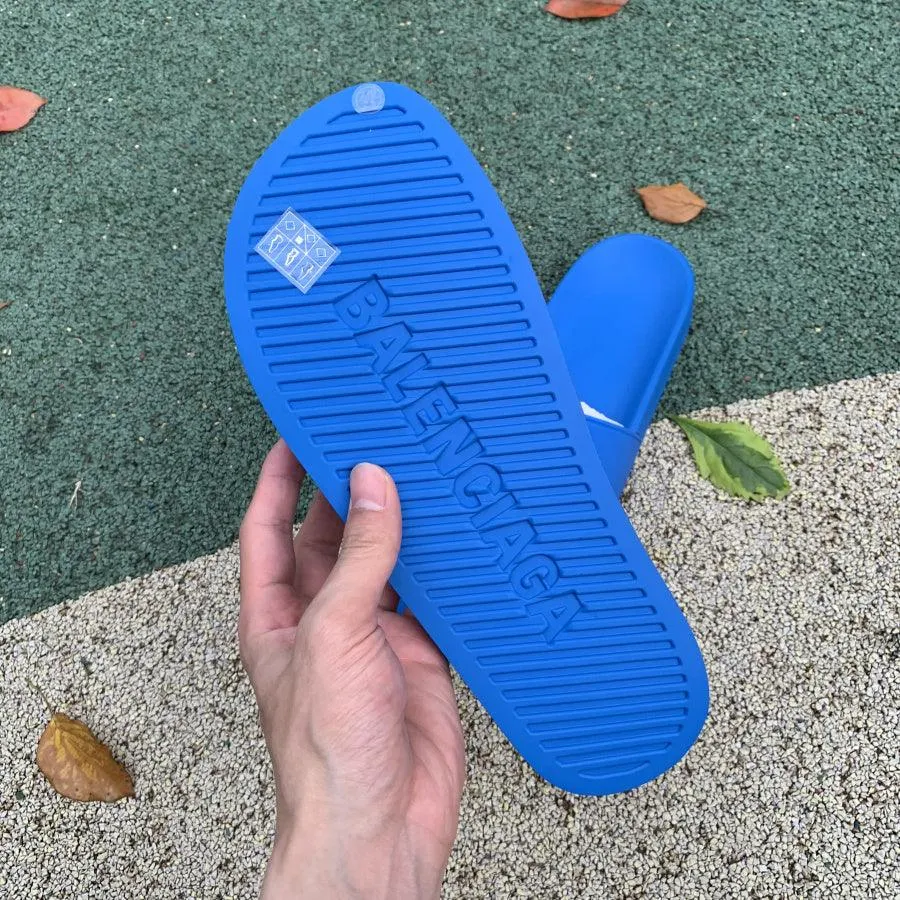 BALENCIAGA SLIPPERS LOGO *BLUE*