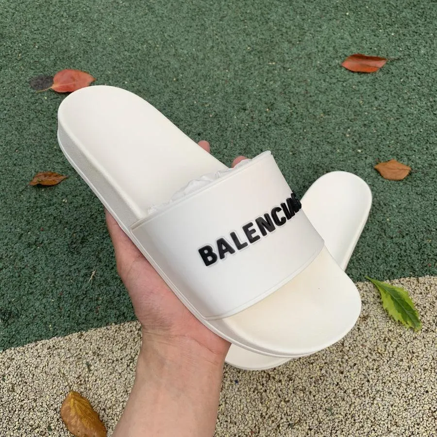 BALENCIAGA SLIPPERS LOGO *WHITE*