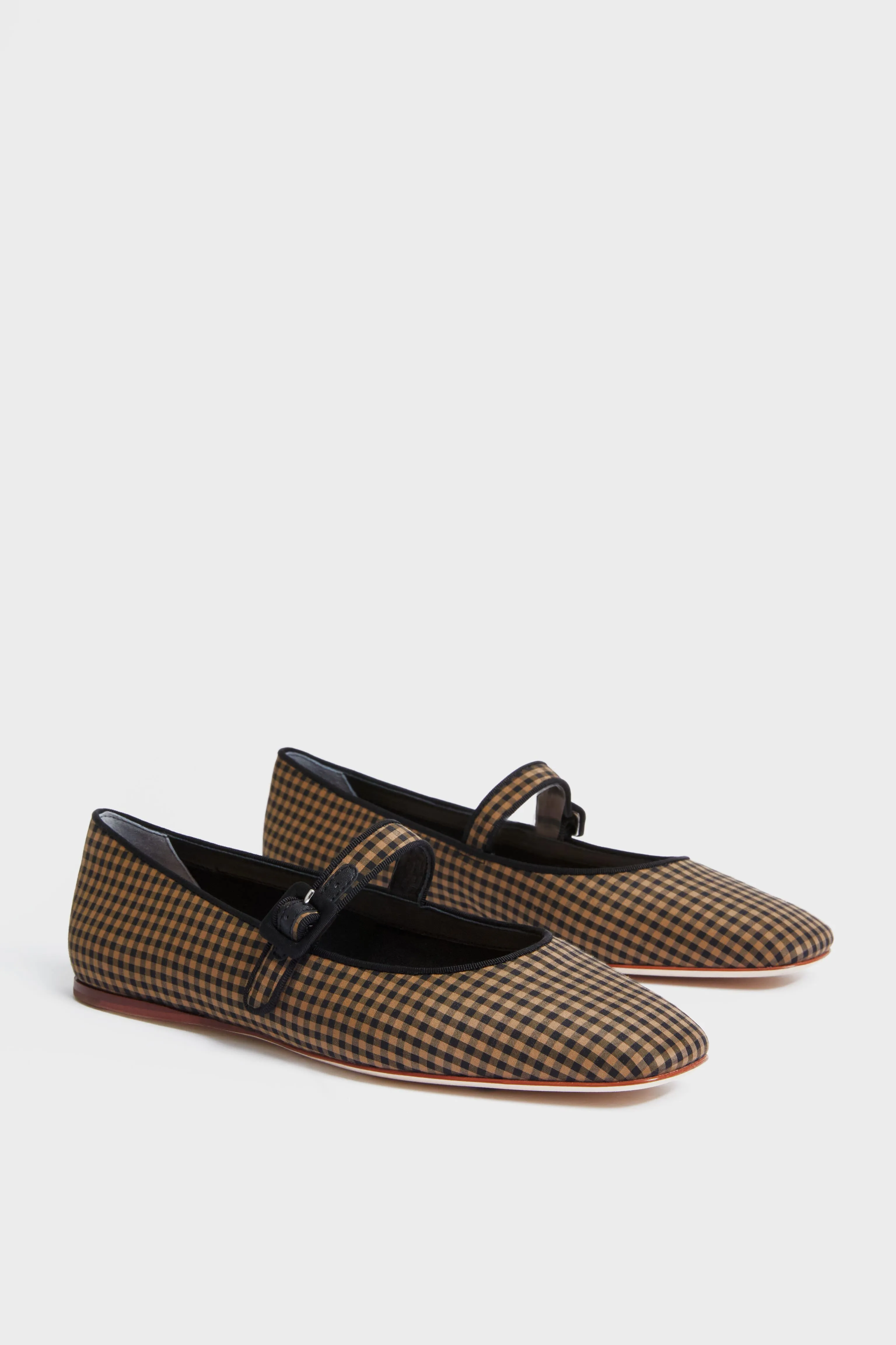 Black and Brown Check Ginger Flats