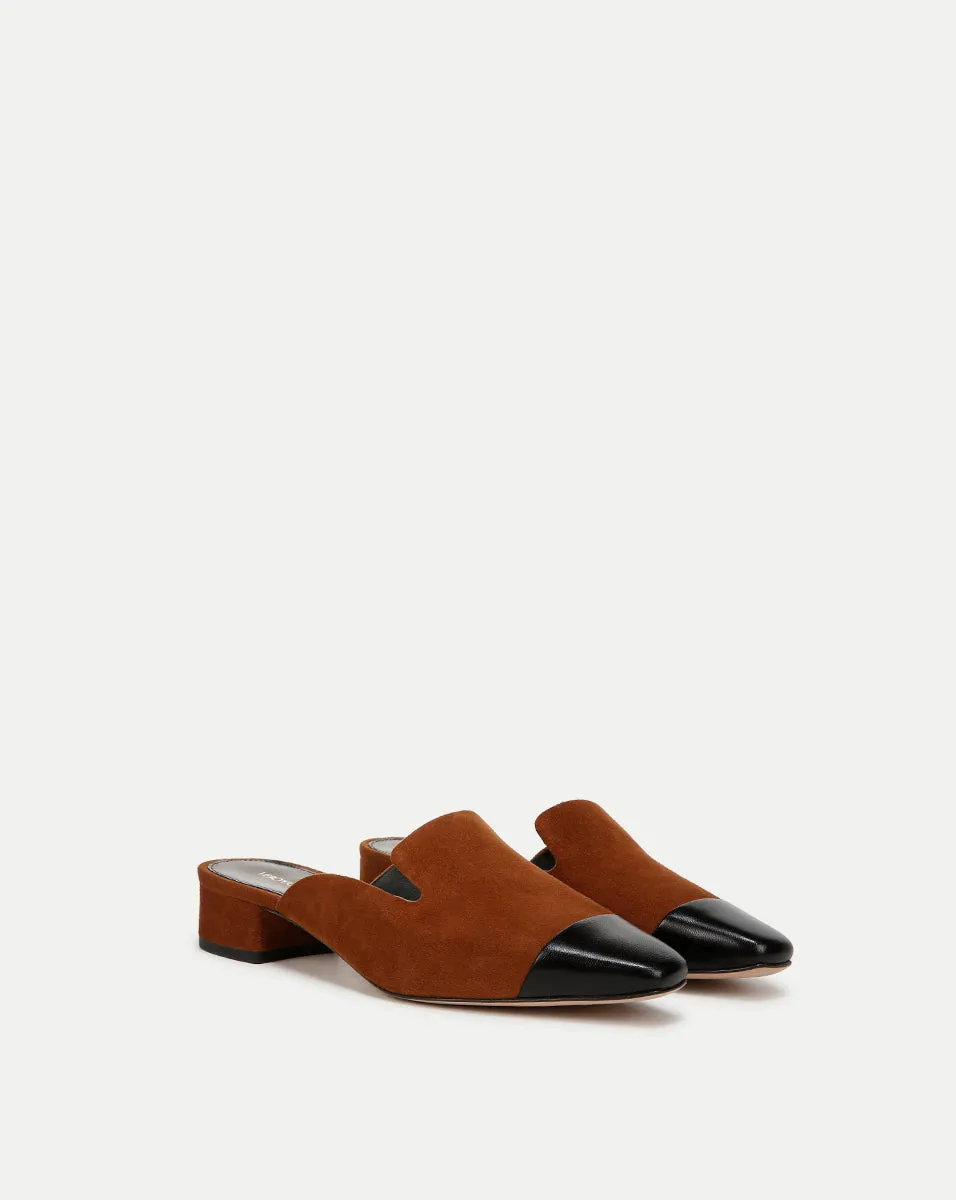 Cecile Suede Cap-Toe Mule