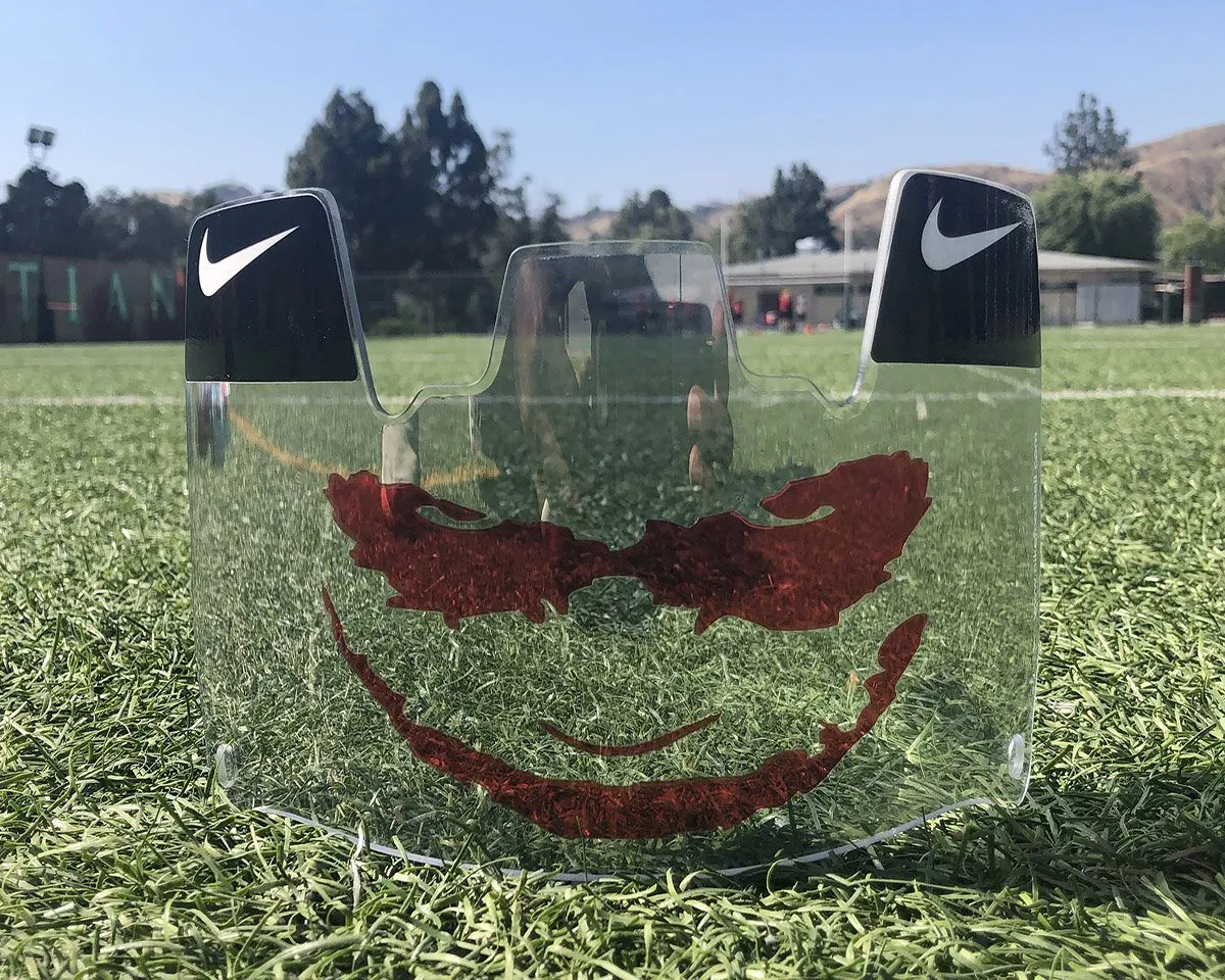 Clear Red Joker Custom Football Visor