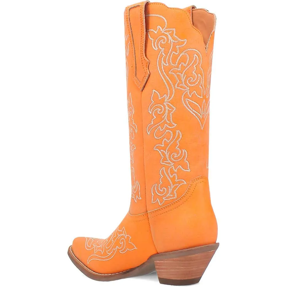 Dingo's Flirty N' Fun Orange Almond Toe Leather Boots