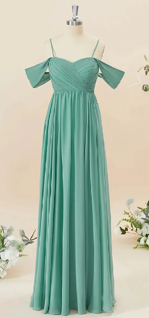 Elegant Cold Shoulder A-line Chiffon Bridesmaid Dresses Online, BG589