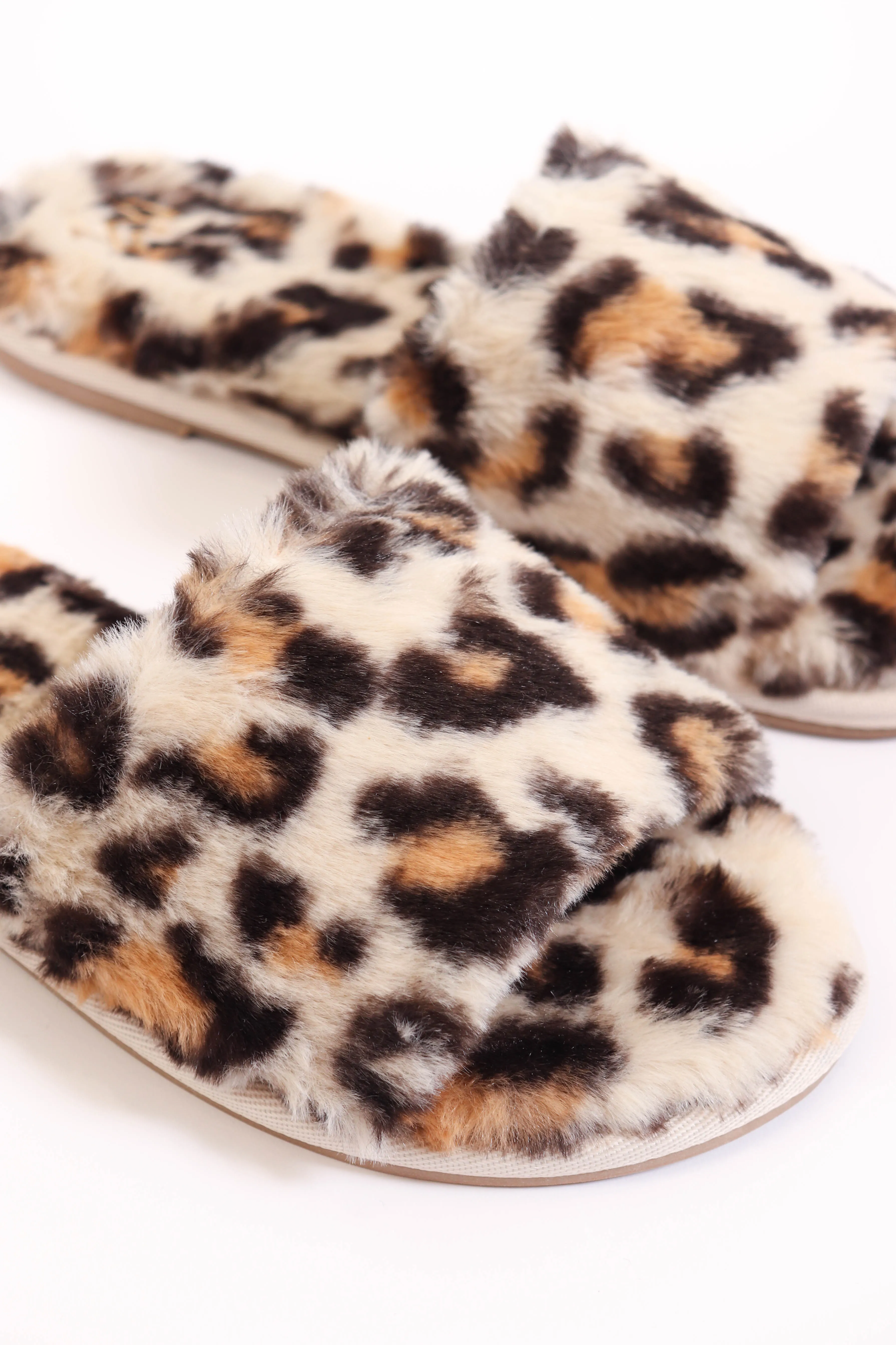 Faux Fur Cheetah Slippers