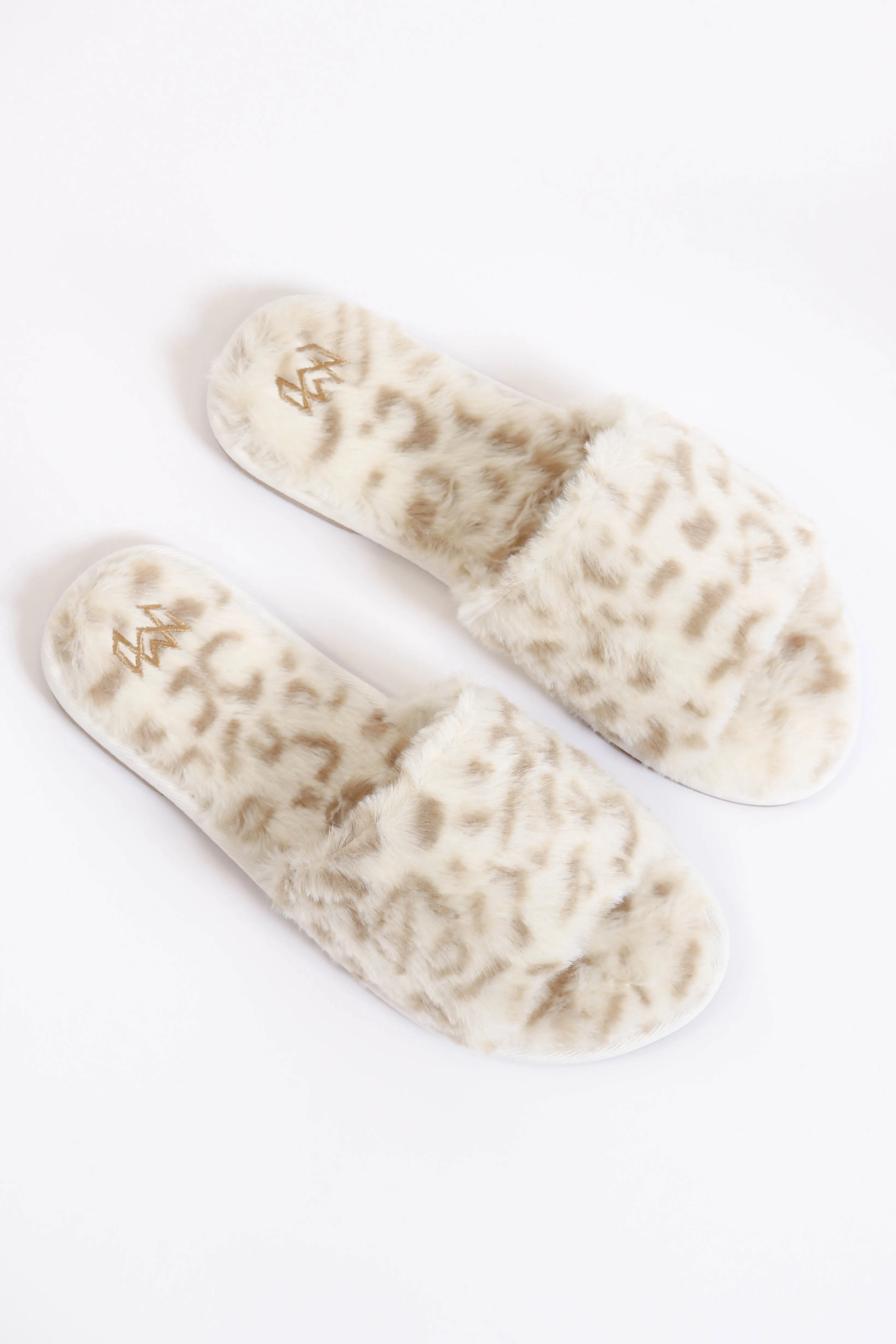 Faux Fur Snow Leopard Slippers