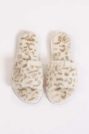 Faux Fur Snow Leopard Slippers