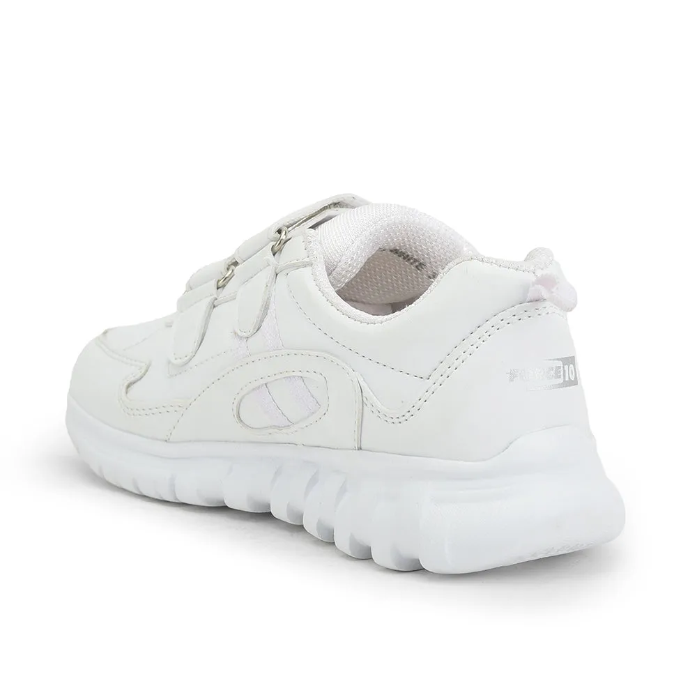 Force 10 (White) Velcro Sports School Shoes For Kids 9906-02T-V By Liberty