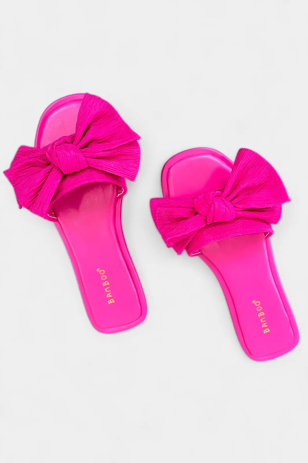 Hot Pink Bow Flat Sandals