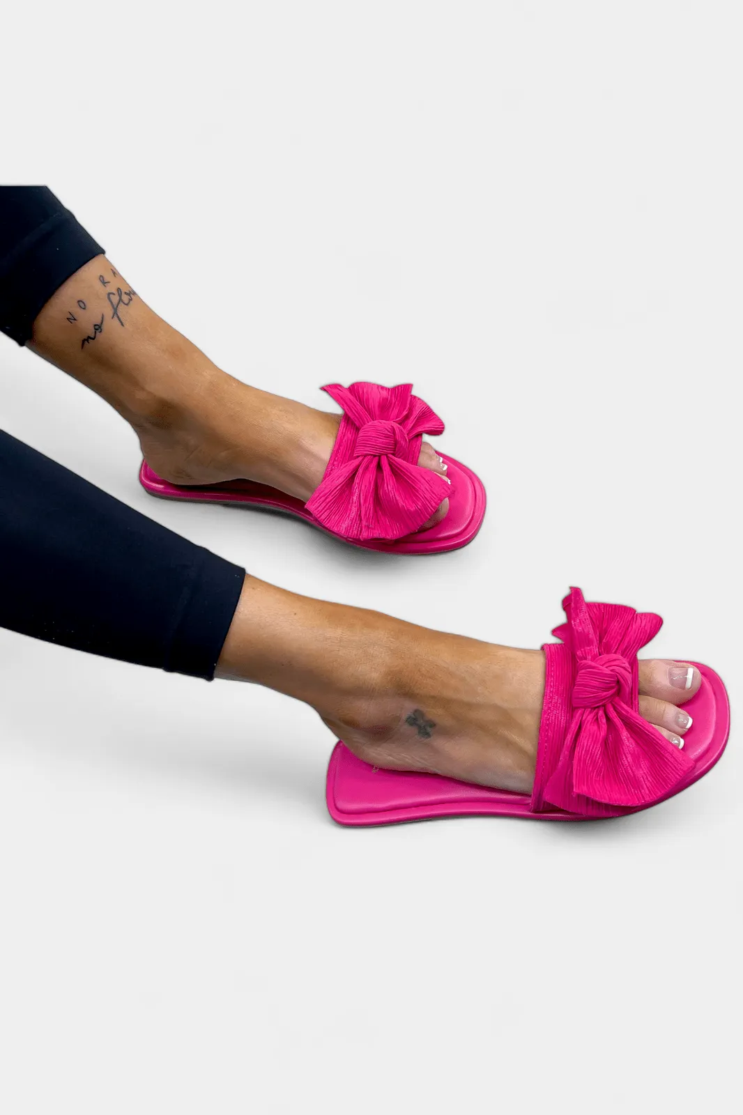 Hot Pink Bow Flat Sandals