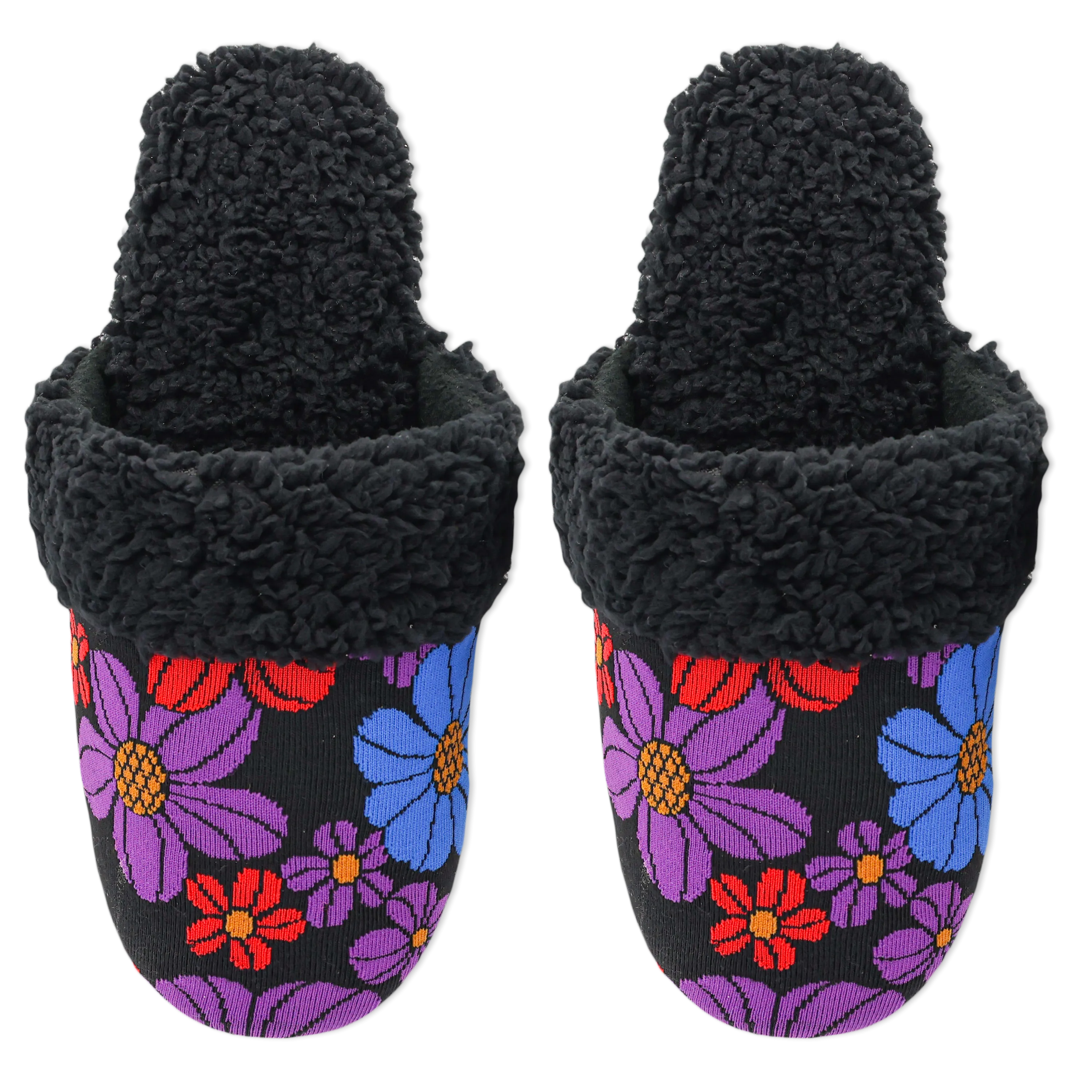 HOTSOX Women's Sherpa Non-Skid Retro Floral Slipper