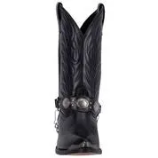 Laredo Men's (6770) 12" Black Harness Biker Cowboy Boot with Silver Toe and Heel Tips.