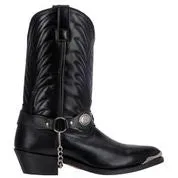 Laredo Men's (6770) 12" Black Harness Biker Cowboy Boot with Silver Toe and Heel Tips.