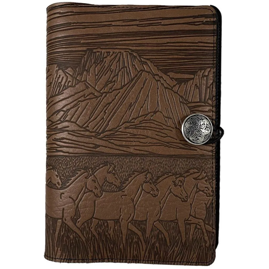 Leather Refillable Journal, Running Horses