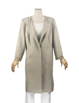 Light Taupe Linen Light Duster Coat | Size 12