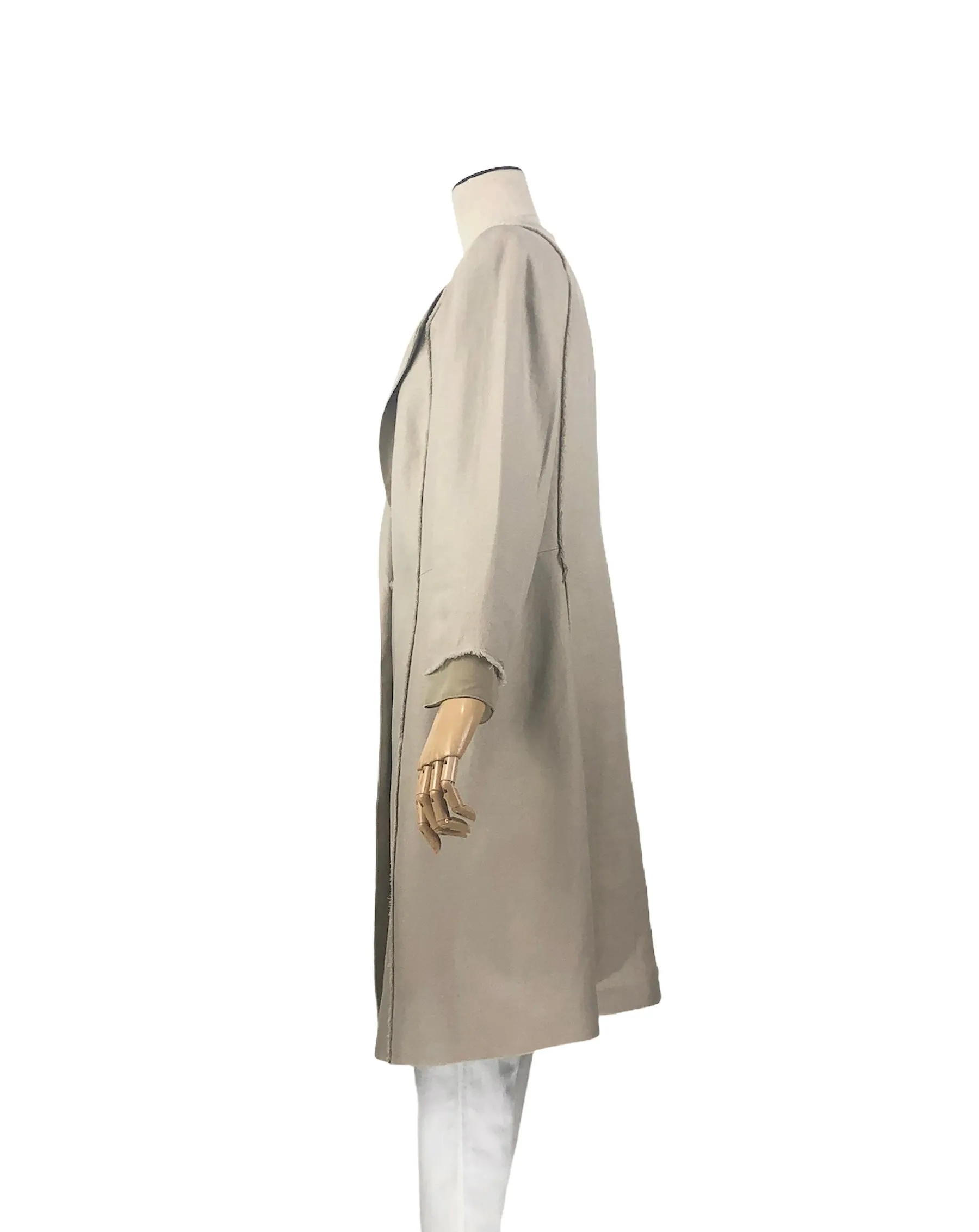 Light Taupe Linen Light Duster Coat | Size 12