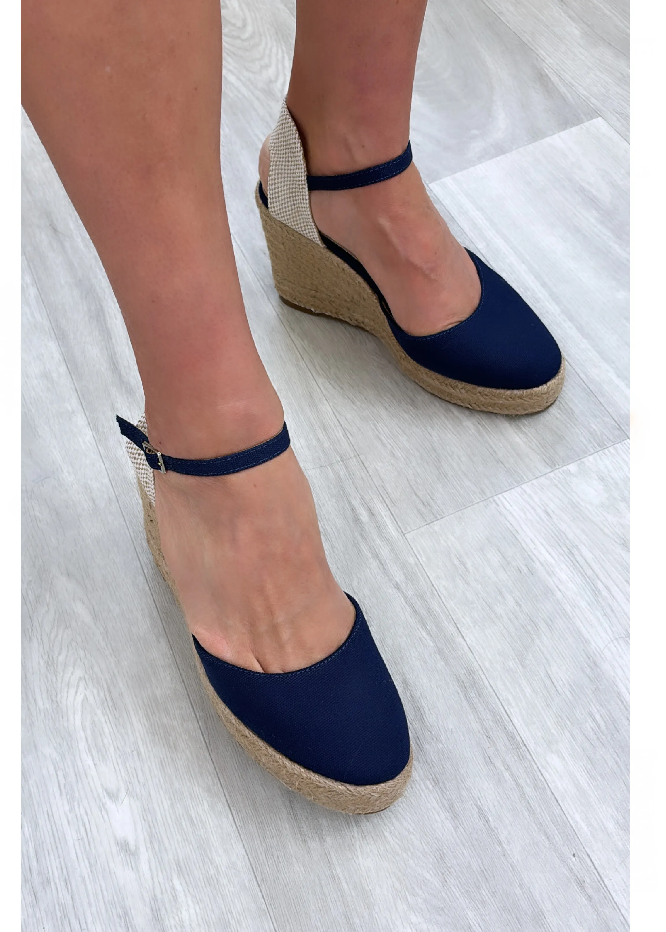 Lilith Navy Wedge Espadrille Sandals