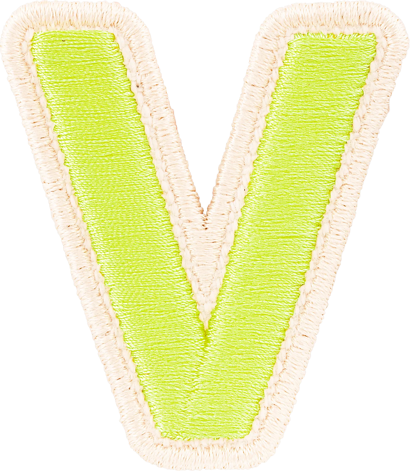 Lime Rolled Embroidery Letter Patch