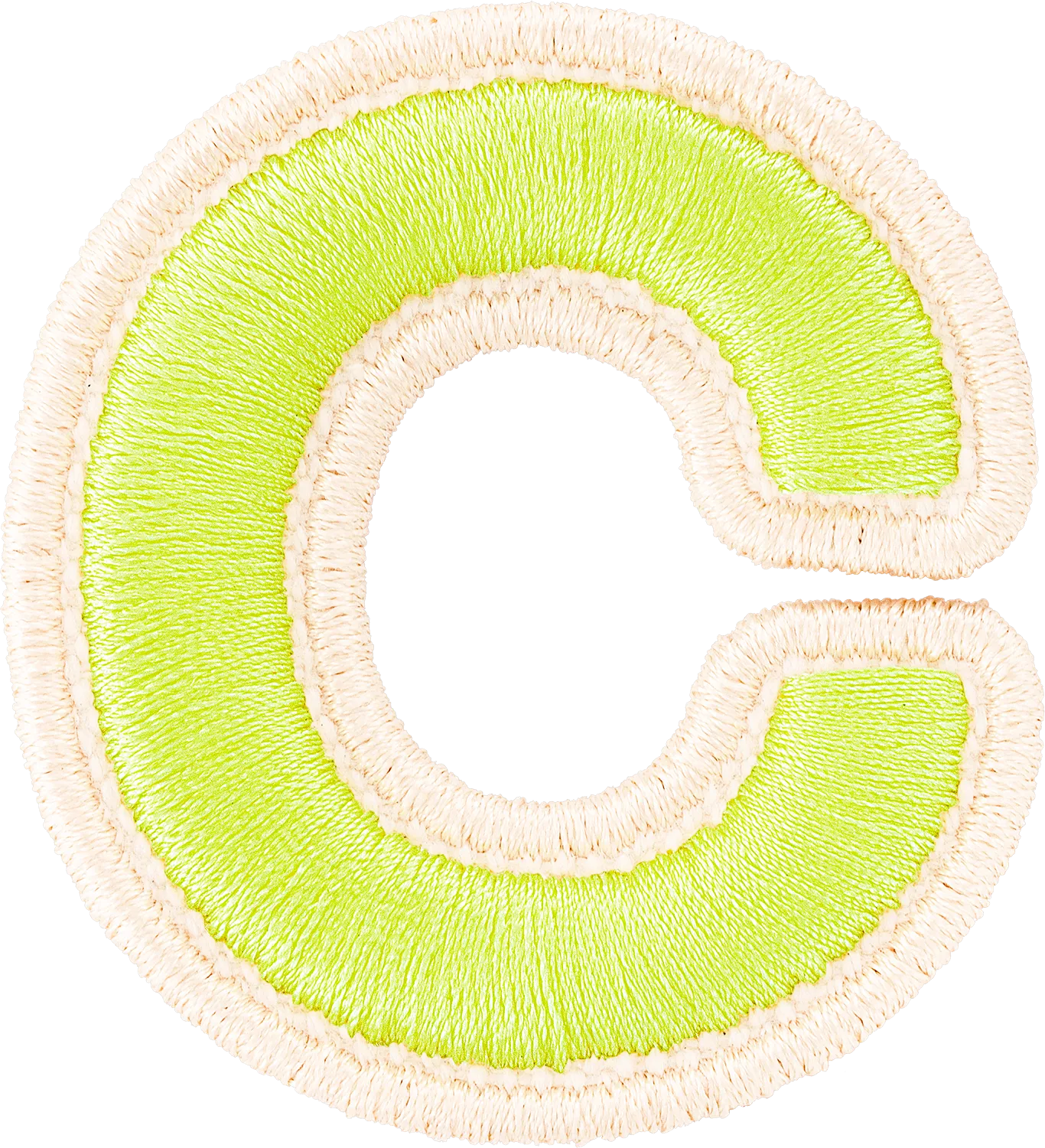 Lime Rolled Embroidery Letter Patch