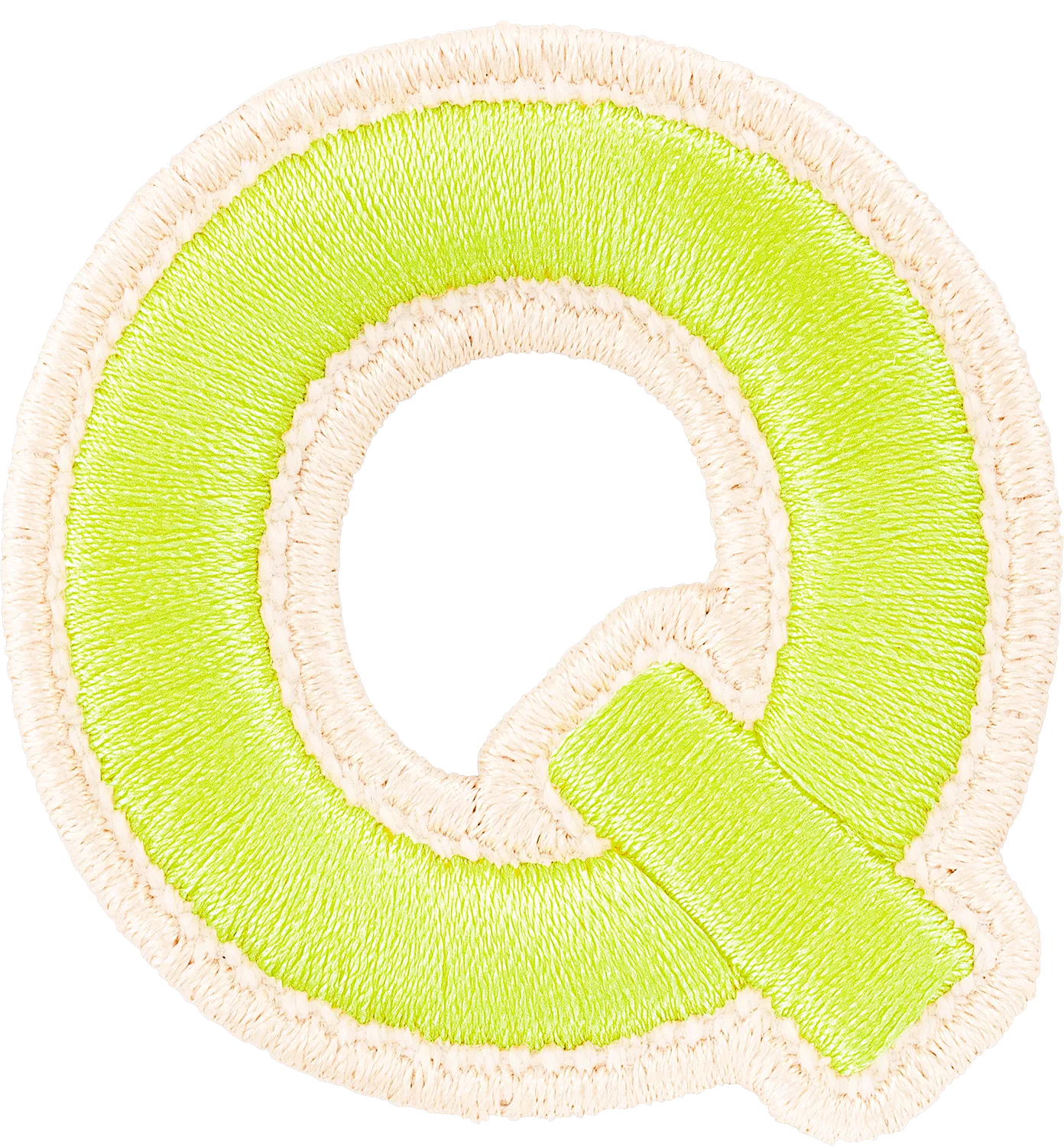 Lime Rolled Embroidery Letter Patch