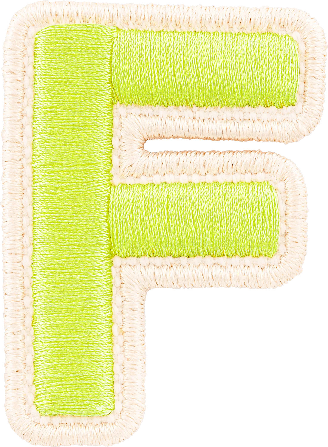 Lime Rolled Embroidery Letter Patch