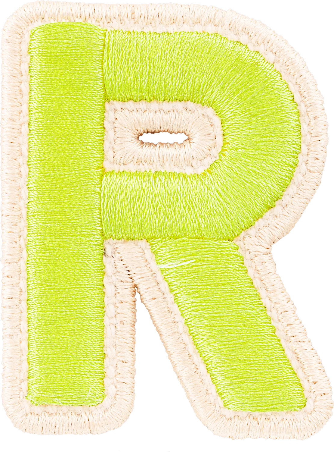 Lime Rolled Embroidery Letter Patch