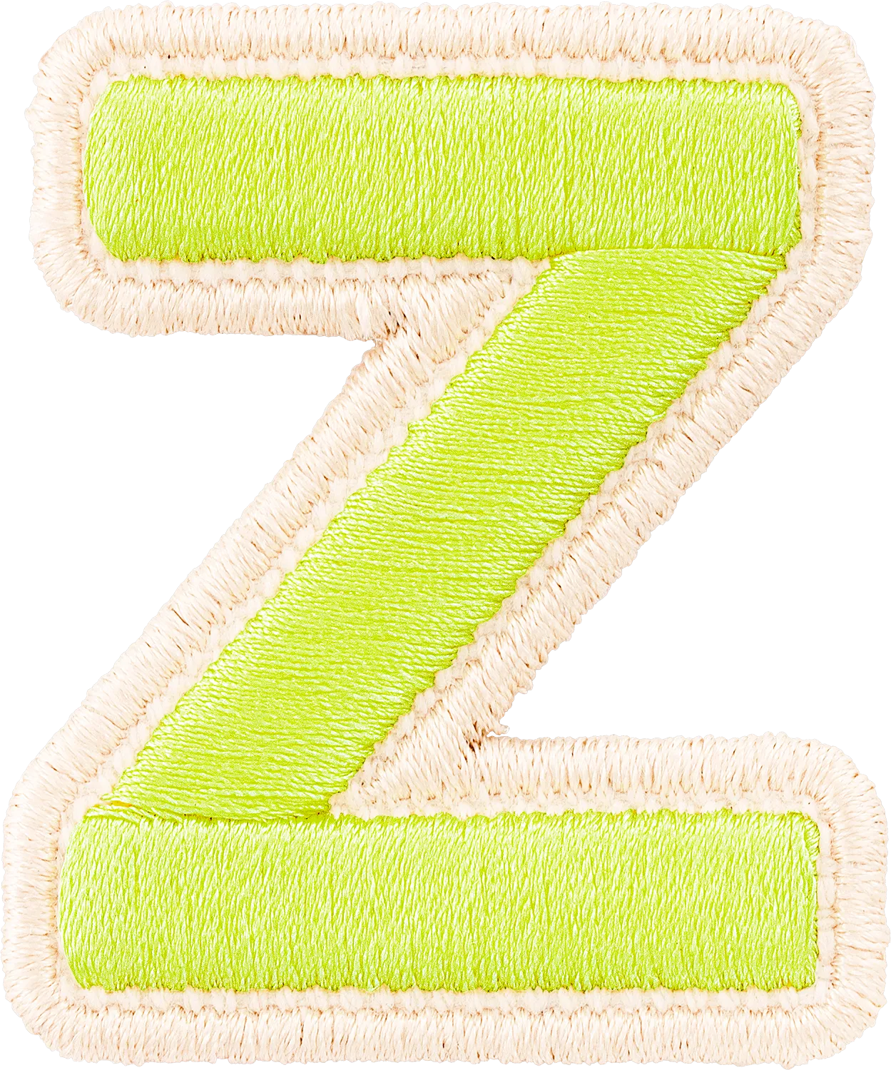 Lime Rolled Embroidery Letter Patch