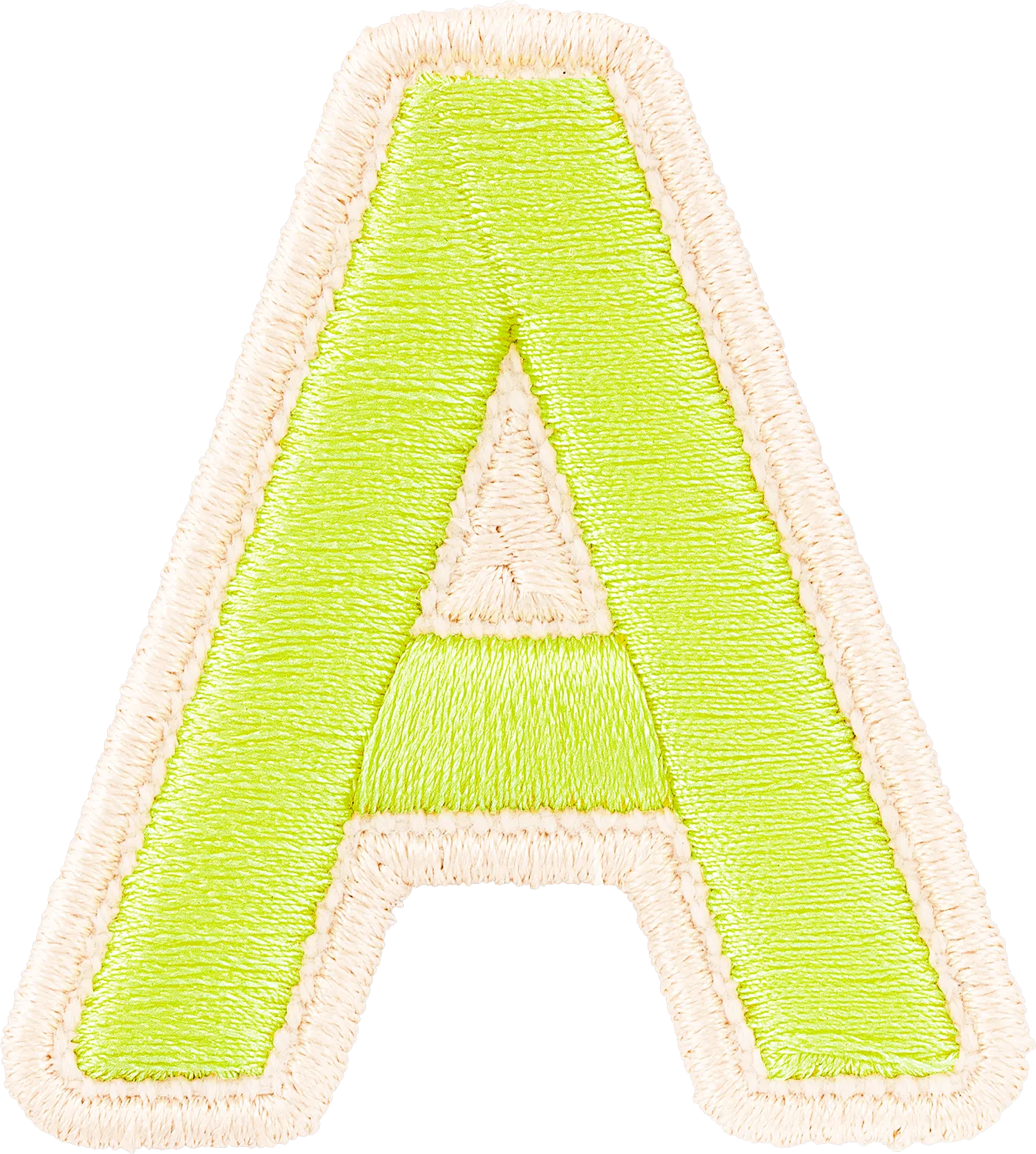 Lime Rolled Embroidery Letter Patch