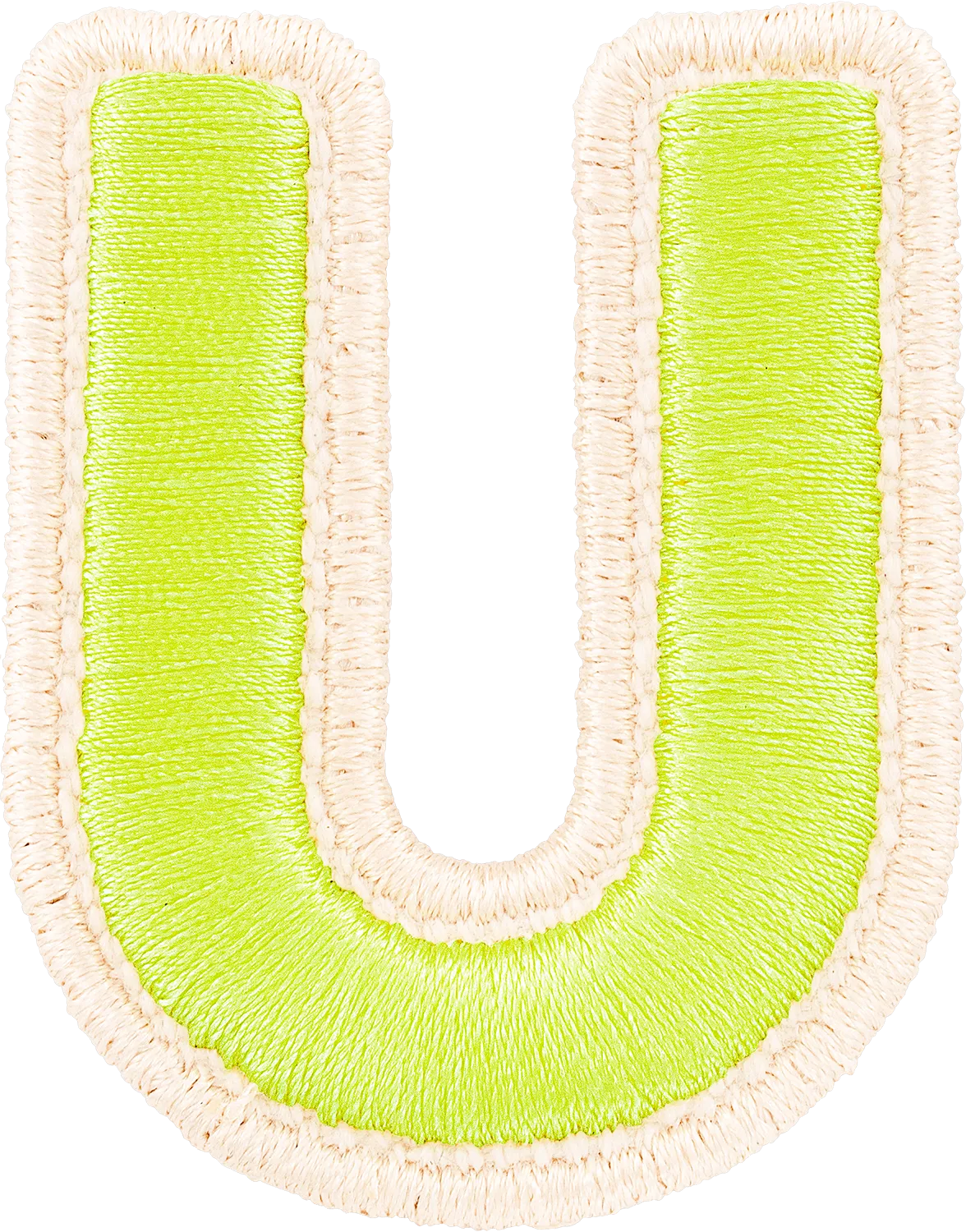 Lime Rolled Embroidery Letter Patch