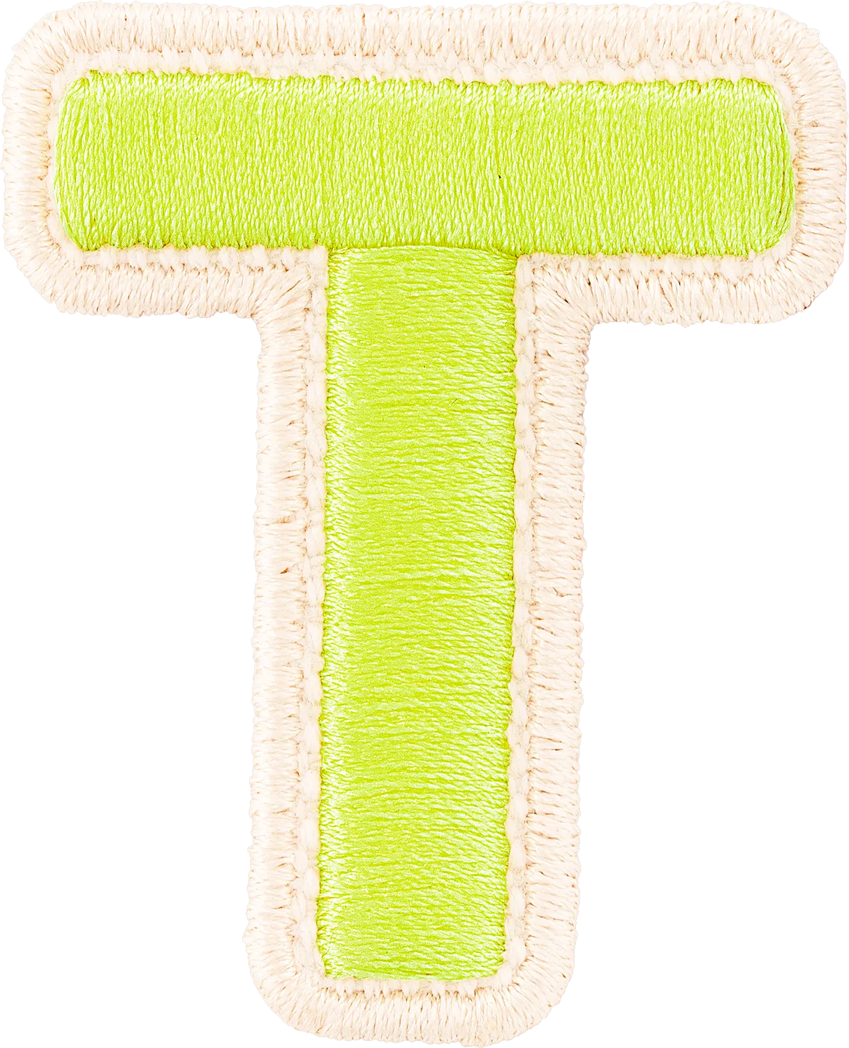 Lime Rolled Embroidery Letter Patch