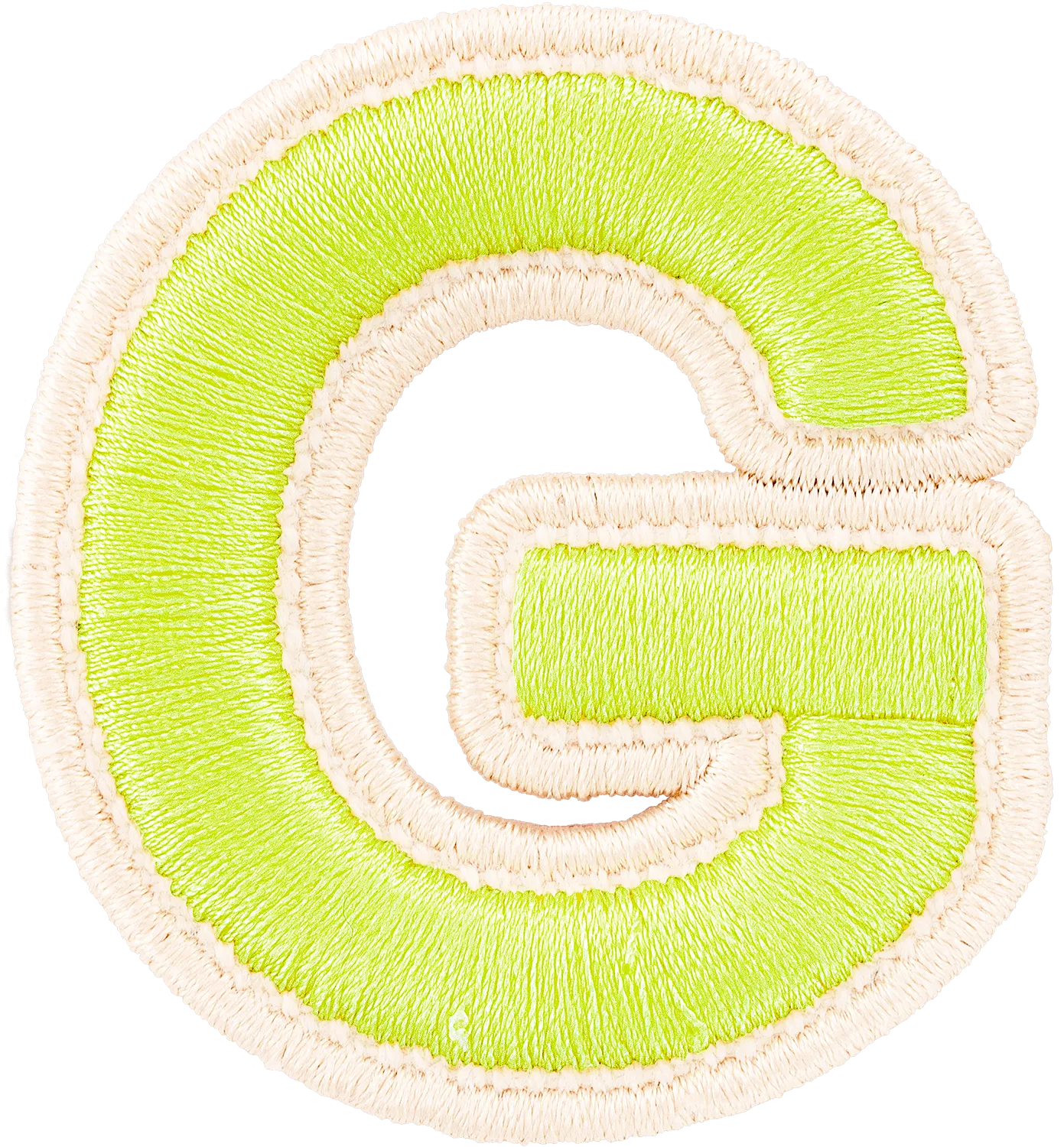 Lime Rolled Embroidery Letter Patch