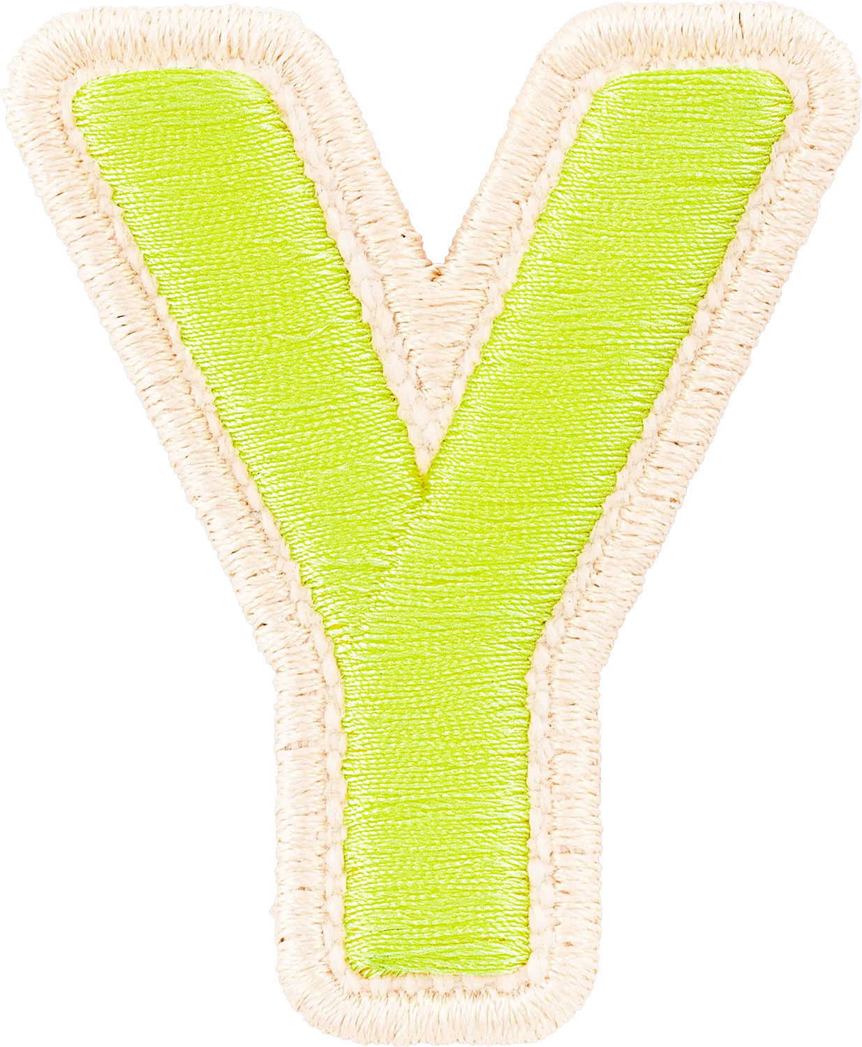 Lime Rolled Embroidery Letter Patch