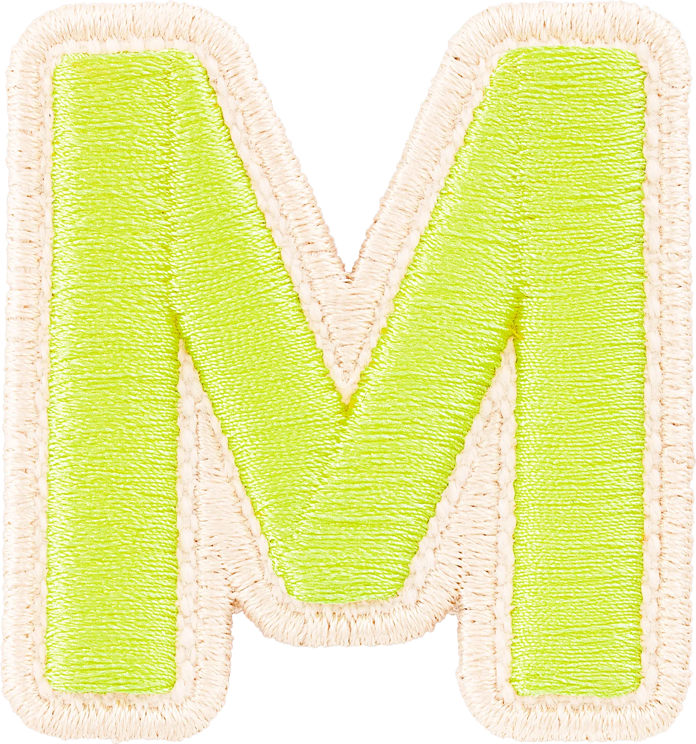 Lime Rolled Embroidery Letter Patch