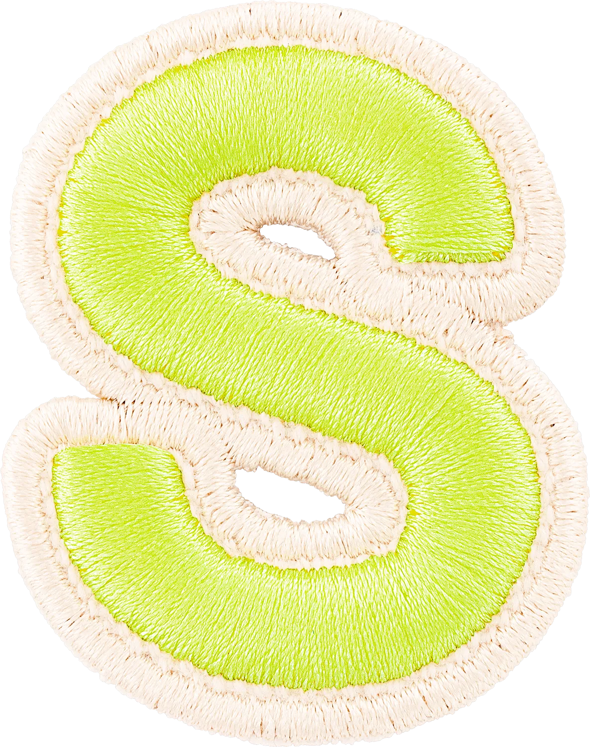 Lime Rolled Embroidery Letter Patch