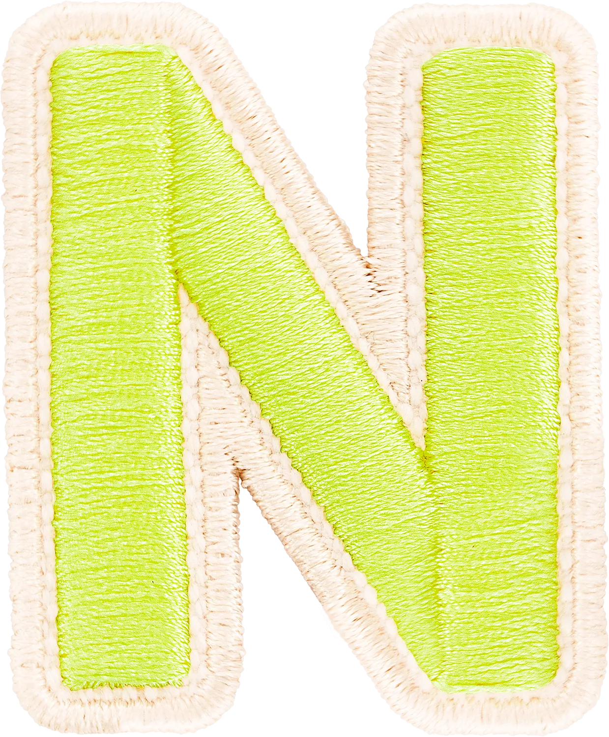 Lime Rolled Embroidery Letter Patch