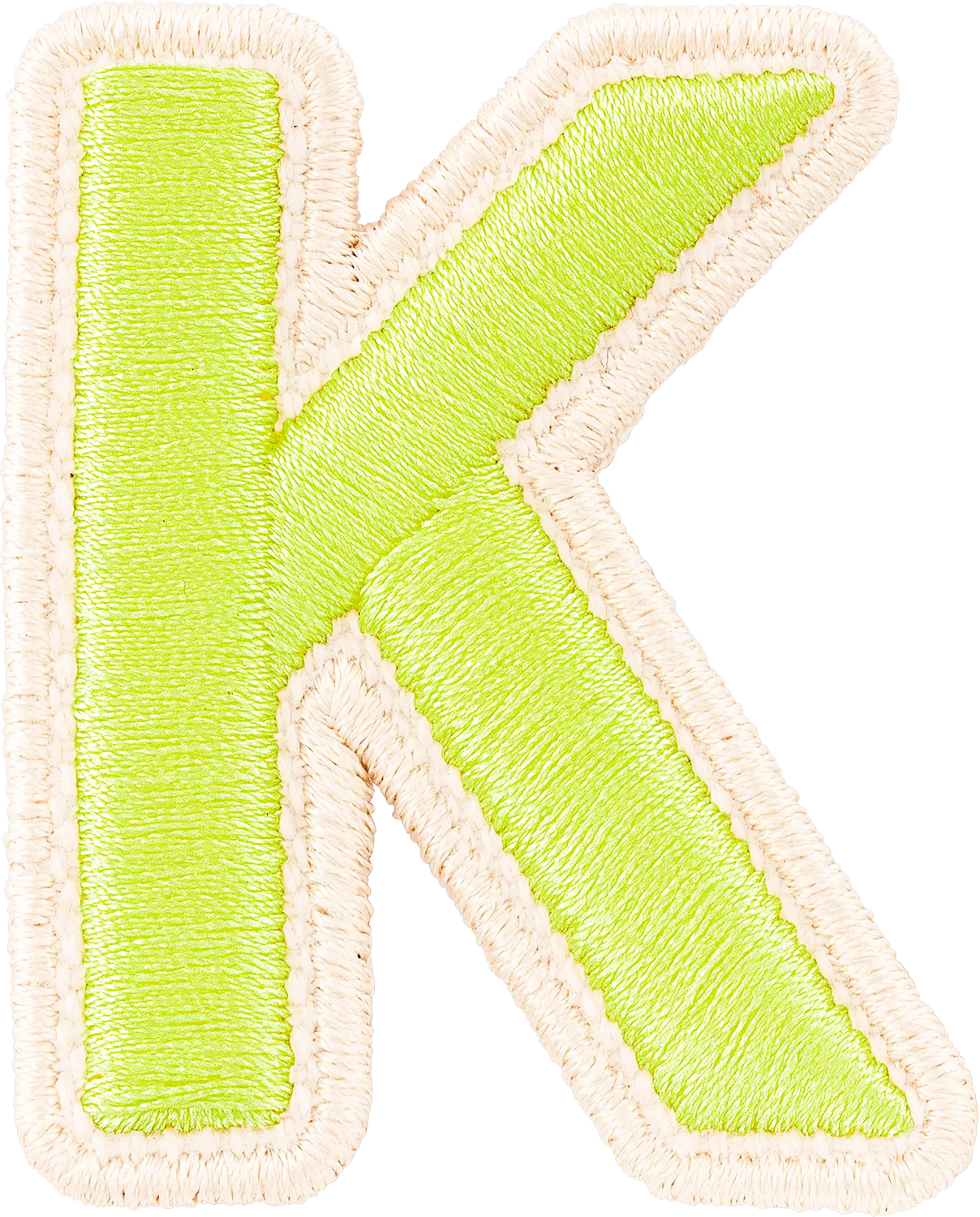 Lime Rolled Embroidery Letter Patch