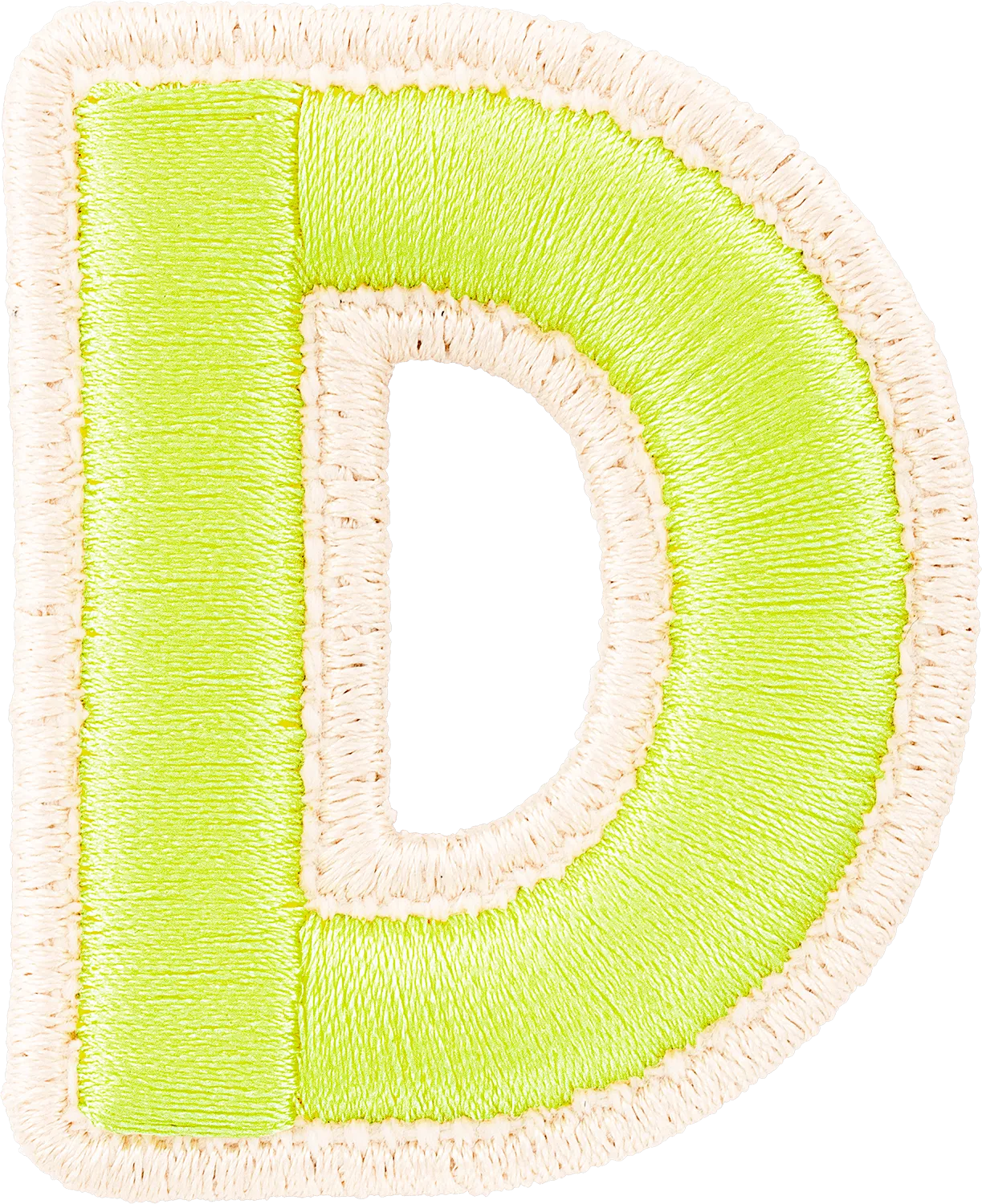 Lime Rolled Embroidery Letter Patch