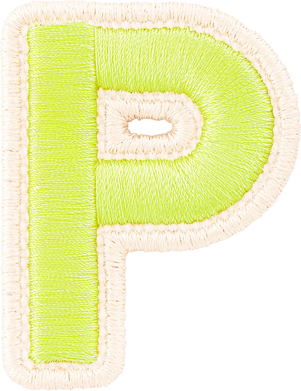 Lime Rolled Embroidery Letter Patch