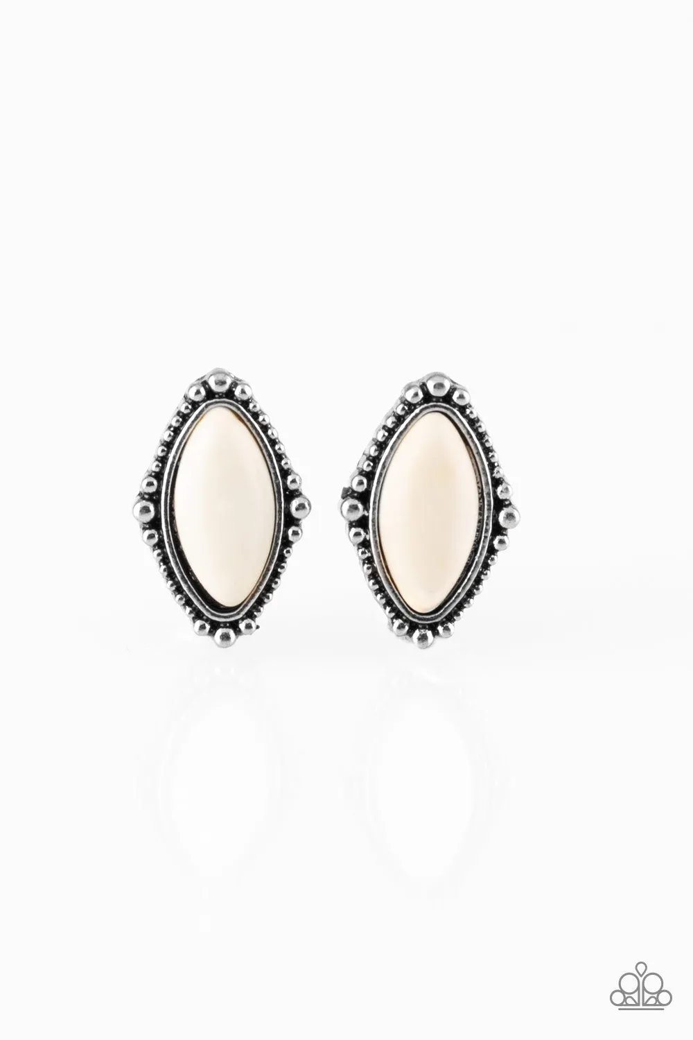 Open Door Jewelry - A House Is Not A HOMESTEAD - White Post Earrings - Paparazzi Accessories