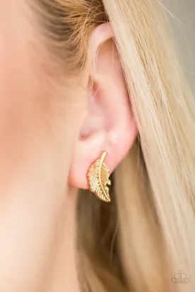 Paparazzi Accessories  - Flying Feathers #L81 -  Gold Earrings