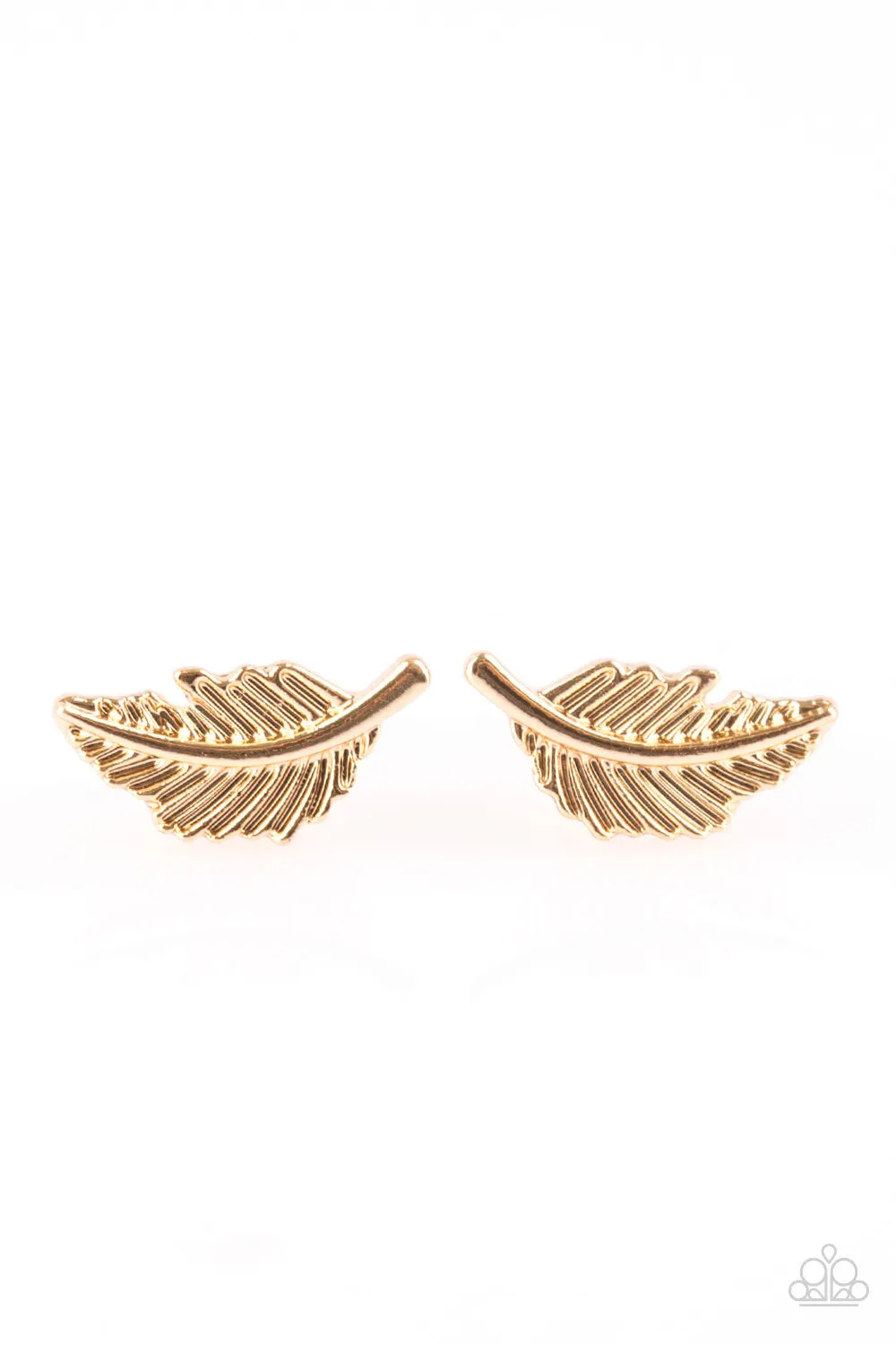 Paparazzi Accessories  - Flying Feathers #L81 -  Gold Earrings