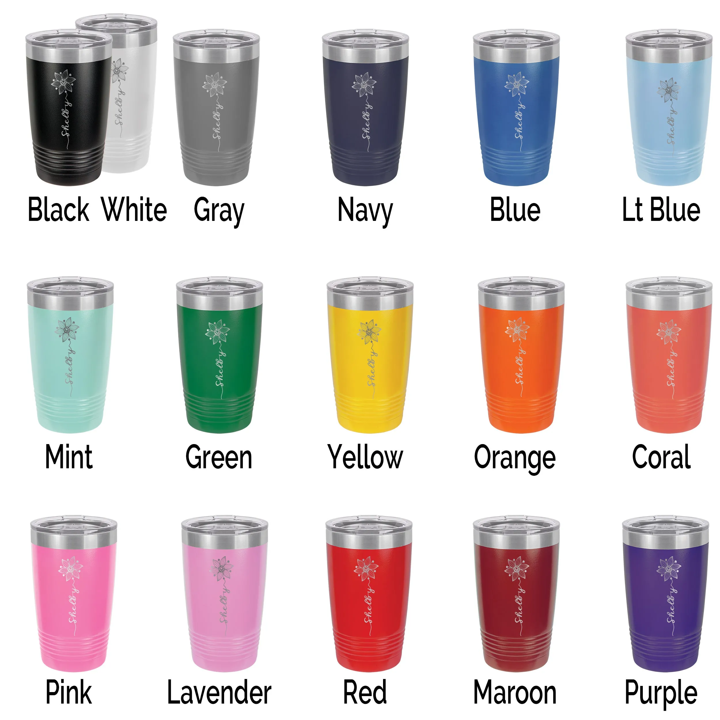 SALE - Bulk Wholesale Personalized Laser Engraved or Full Color Print Stainless Steel Vacuum Insulated Tumblers - As Low As $13.50 each