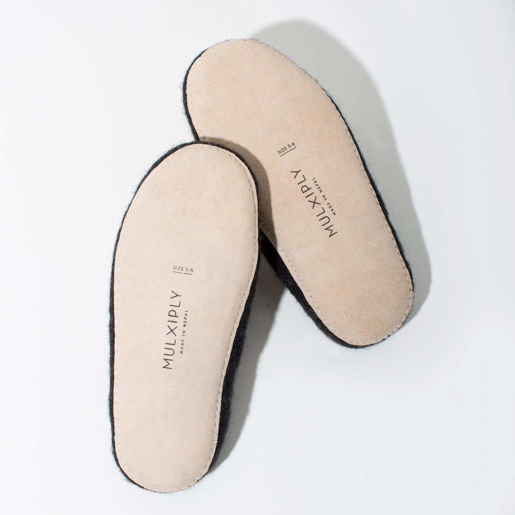 SALE - Pom Pom Felt Slippers - Dark Grey   Rust