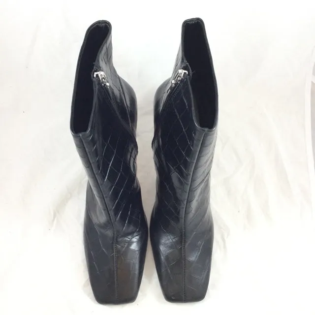 Schutz Embossed Leather Booties. Size 9