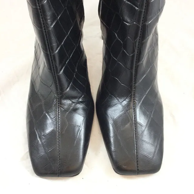 Schutz Embossed Leather Booties. Size 9